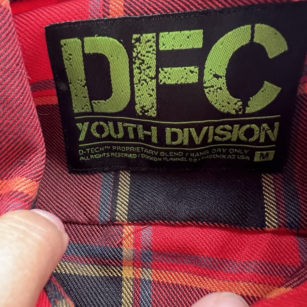 Dixxon DFC Youth‎ Division Caballero Flannel Shirt Red Plaid Boys Sz Med - Picture 5 of 12